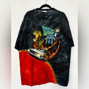 Vintage 90s Back To The Future Tie Dye T Shirt Universal Studios Ride XL